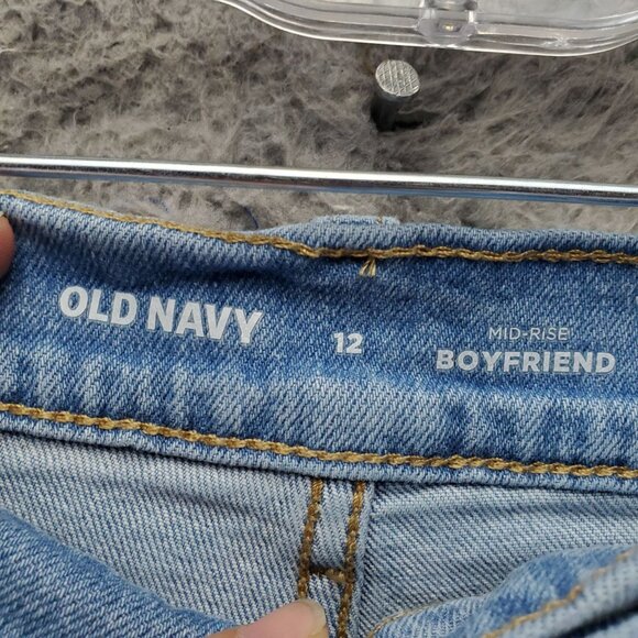 Old Navy Shorts Womens Size 12 Light Blue Mid-Rise Boyfriend Distressed Jorts - Picture 2 of 12